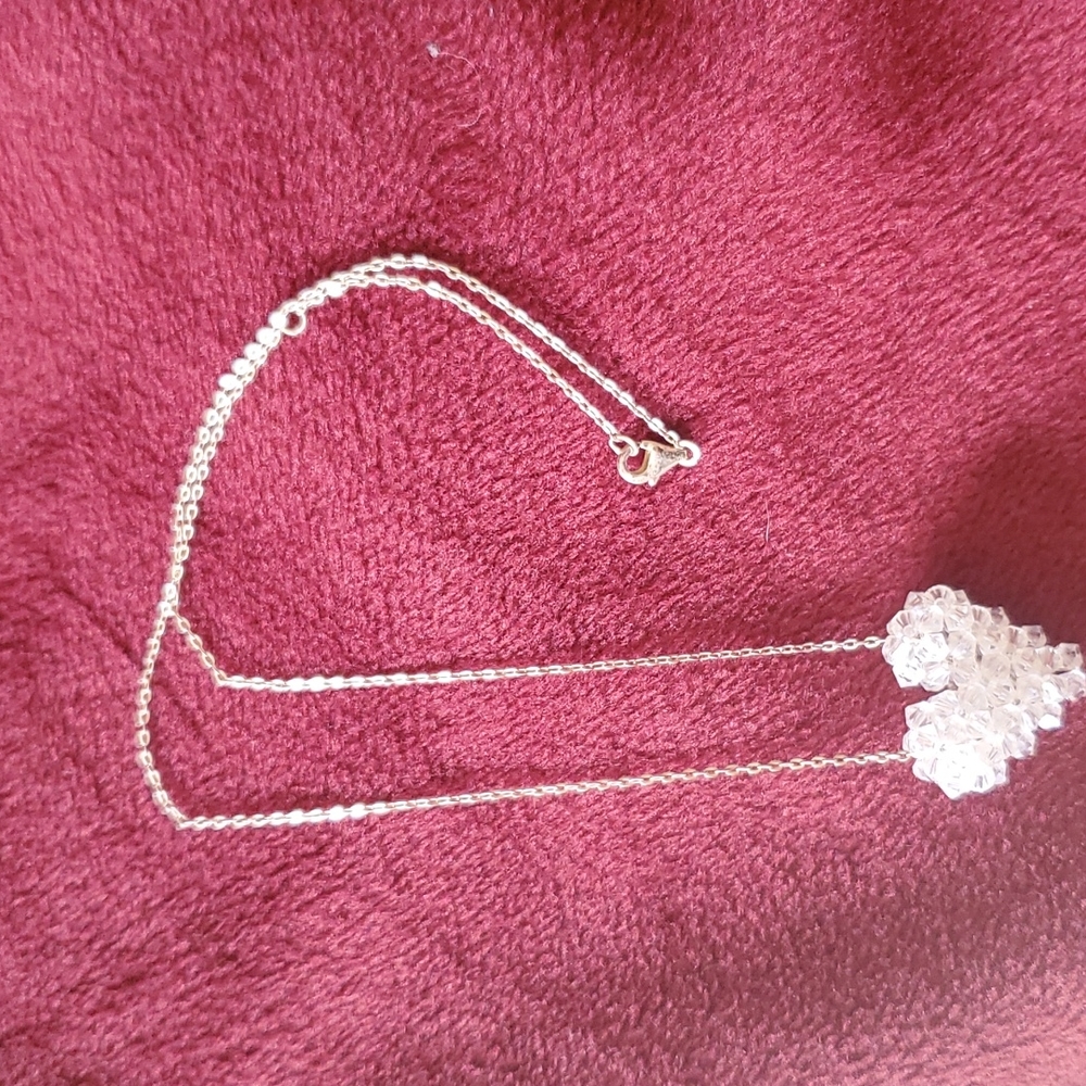 EUC Swarovski-like crystal heart on sterling chain